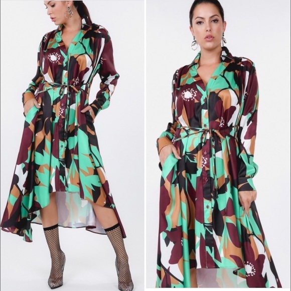 🌟HP🌟Dani Green & Brown Long Sleeve Dress👗 - Picture 5 of 15